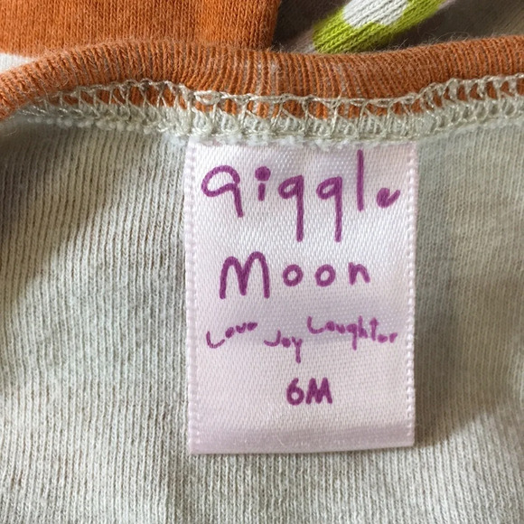 Giggle Moon Orange Gray Striped Floral Ruffle Dress Baby 6M Long Sleeve - Picture 9 of 11